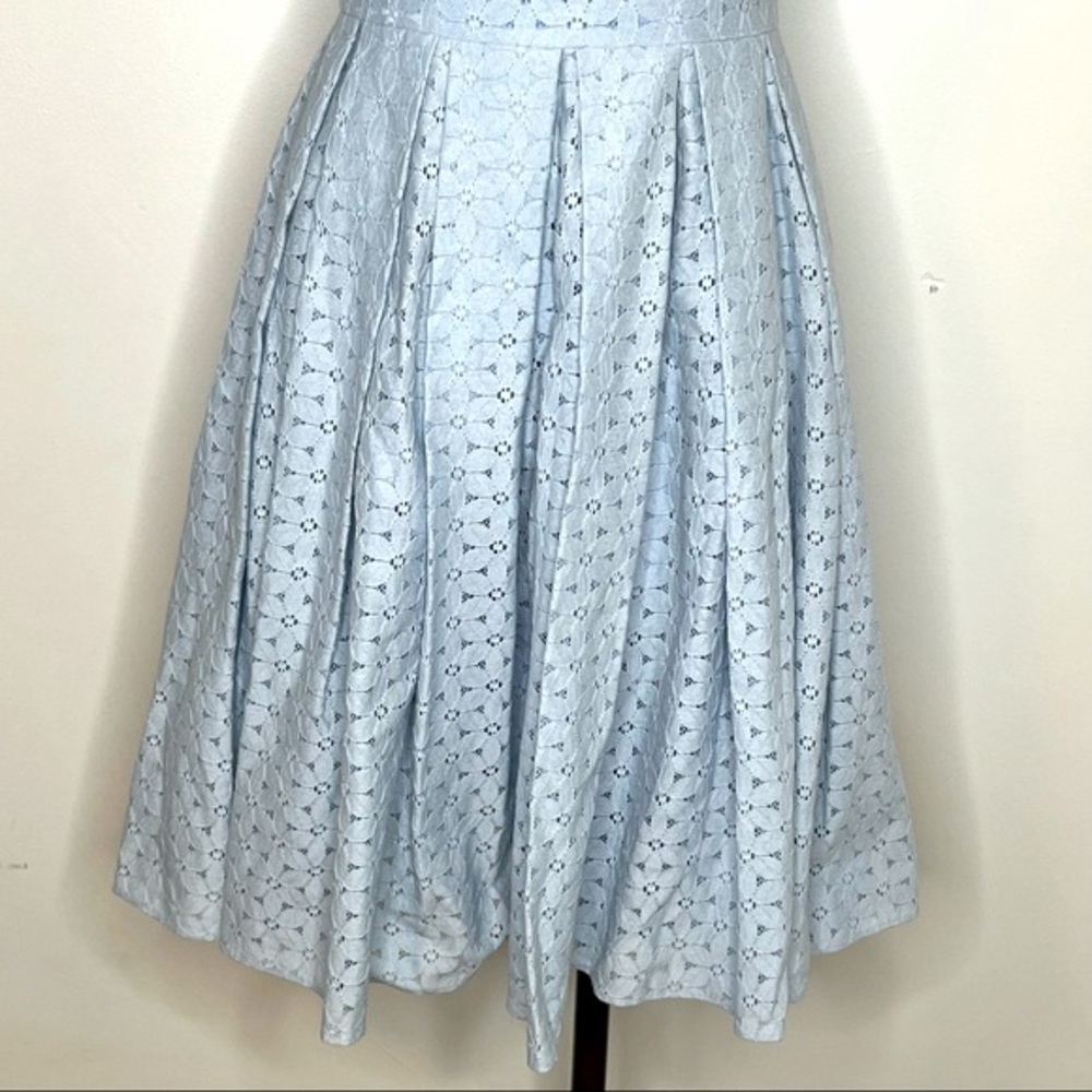 Rachel Parcell Light Blue Eyelet Puff-Sleeve Fit-and-Flare Dress - Picture 5 of 8